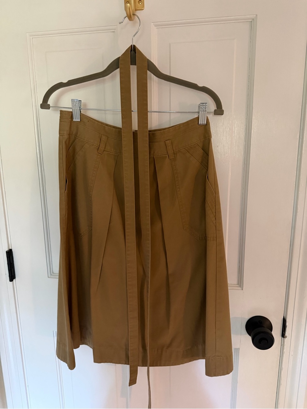 GAP tan A-line skirt with long waist tie